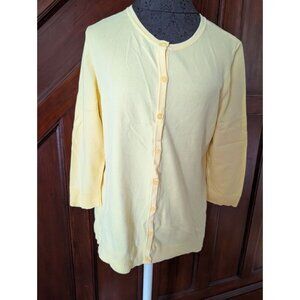 Christopher & Banks Yellow Button-Down Cardigan Sweater Medium